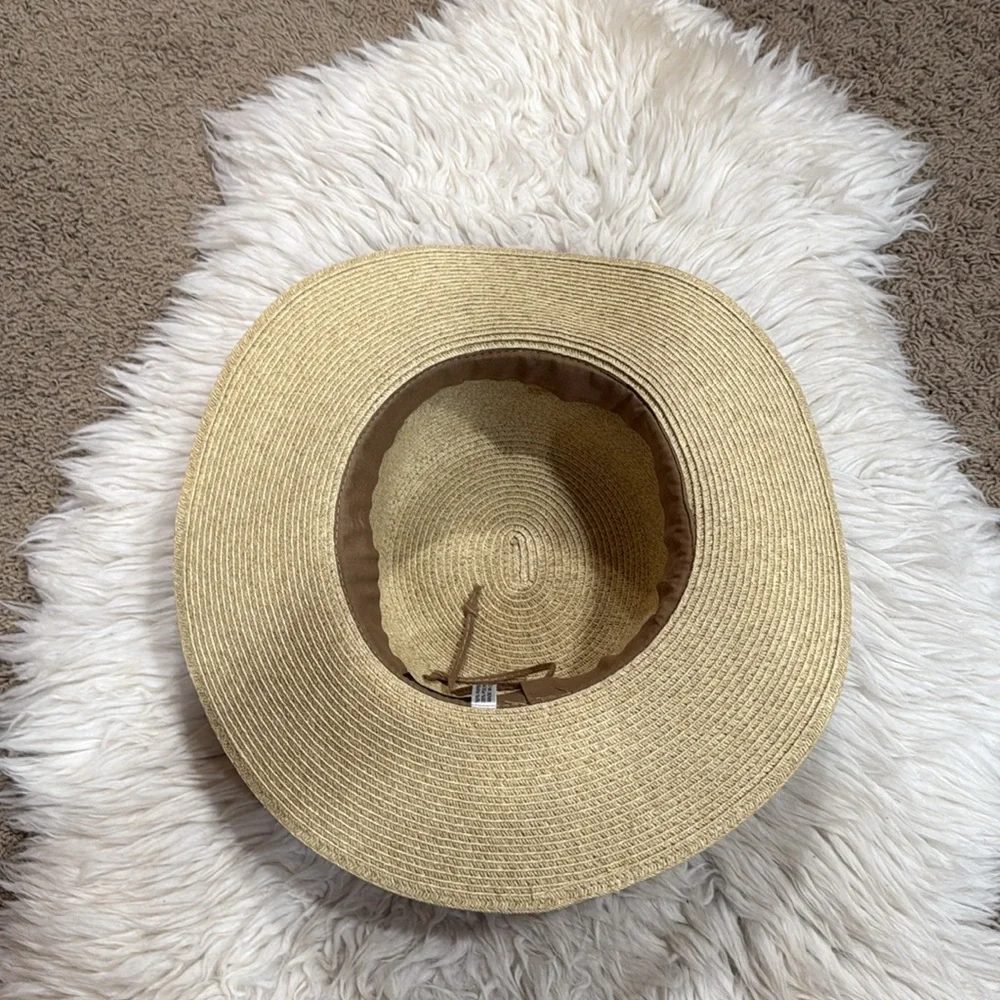 Joy Susan Hand Painted Woven Paper Floral Brim Sunhat OS‎